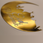 Premium gold metallic logo sticker with glossy finish