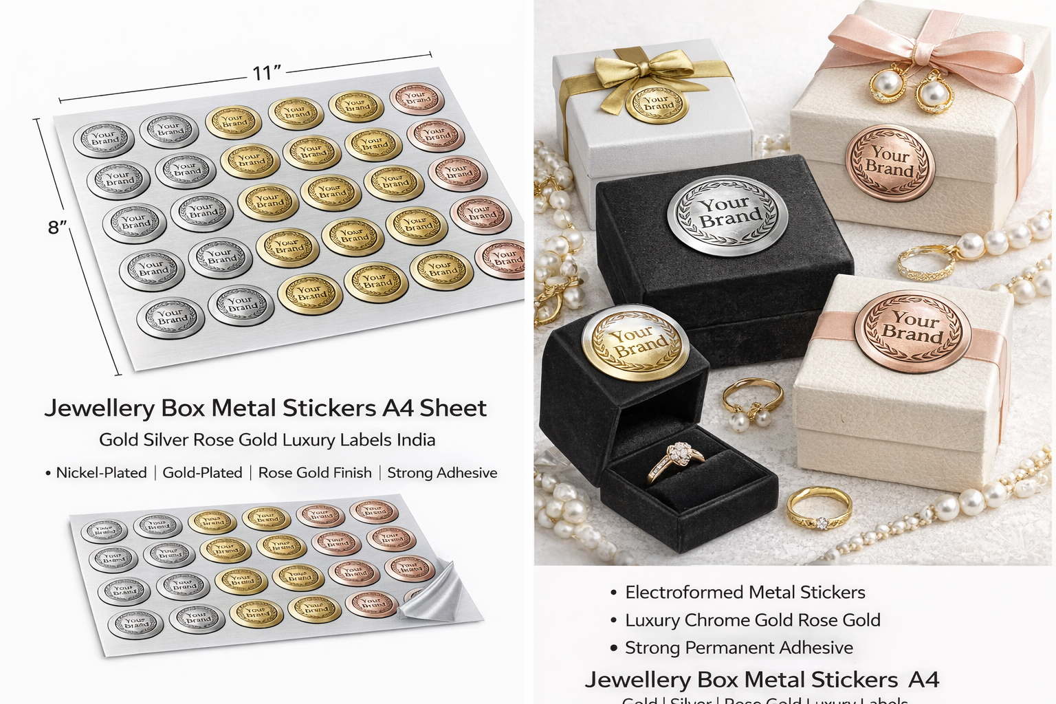 Luxury metal stickers for jewellery boxes Jewellery Box Metal Stickers - Image 1